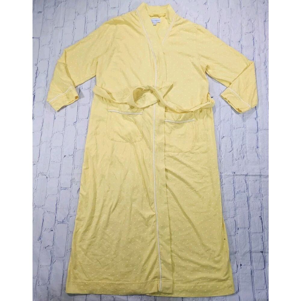Pajamagram WOMENS SIZE M Classic Yellow Polka Dot Robe Kimono Duster